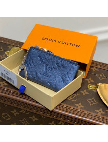 Louis Vuitton Key Pouch in Shimmering Navy Blue Embossed Grained Leather M80900 2021 