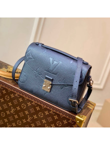 Louis Vuitton Pochette Metis Bag in Shimmering Navy Blue Embossed Grained Leather M59211 2021 