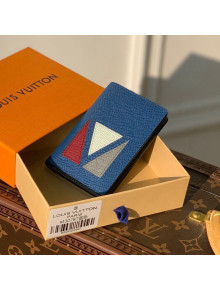 Louis Vuitton Pocket Organizer Wallet in Inlaid V Taiga Leather M30787 Blue 2021 