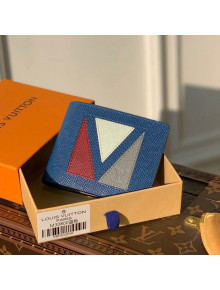 Louis Vuitton Multiple Wallet in Inlaid V Taiga Leather M30800 Blue 2021 