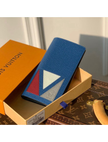 Louis Vuitton Brazza Wallet in Inlaid V Taiga Leather M30791 Blue 2021 