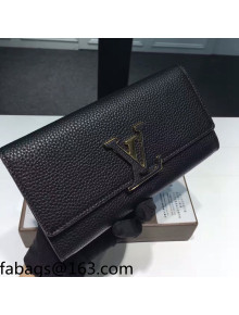 Louis Vuitton Capucines Long Wallet Taurillon Leather M61251 Black 2021 