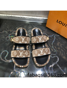 Louis Vuitton Jumbo Monogram Velvet Flatform Slide Sandals Khaki 2021 76