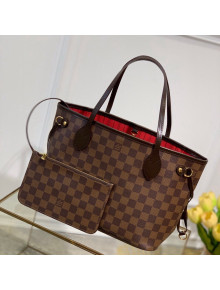 Louis Vuitton Neverfull PM Tote Bag N41359 Damier Ebene Canvas/Red 2022