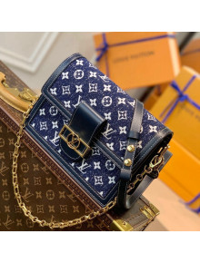 Louis Vuitton Dauphine MM Bag in Denim Jacquard Textile M59631 Dark Blue 2022