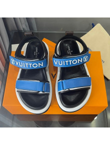 Louis Vuitton Pool Pillow Flat Comfort Sandals with Velcro Straps Blue 2022