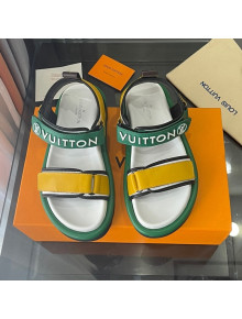 Louis Vuitton Pool Pillow Flat Comfort Sandals with Velcro Straps Green/Yellow 2022