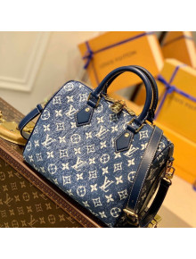Louis Vuitton Speedy Bandoulière 25 Bag in Faded Denim Jacquard M59609 Navy Blue 2022