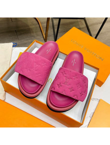 Louis Vuitton Pool Pillow Comfort Monogram Suede Slide Sandals Pink 2022