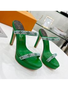 Louis Vuitton Appeal Crystal Slender Straps High Slide Sandals 10.5cm Green 2022
