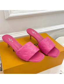 Louis Vuitton Revival High Heel Slide Sandals 5.5cm in Monogram Embossed Lambskin Hot Pink 2022 