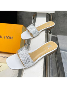 Louis Vuitton TPU and LV Crystal Flat Slide Sandals White 2022