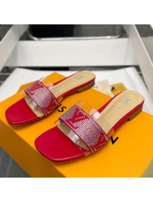 Louis Vuitton TPU and LV Crystal Flat Slide Sandals Red 2022