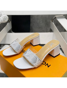 Louis Vuitton TPU and LV Crystal Heel Slide Sandals White 2022