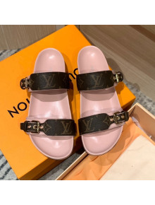 Louis Vuitton Bom Dia Monogram Canvas Flat Slide Sandals Brown/Pink 2022