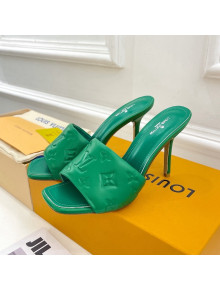Louis Vuitton Revival High Heel Slide Sandals 9.5cm in Monogram Embossed Lambskin Green 2022 