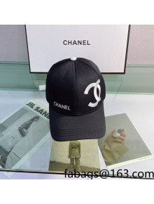 Chanel Canvas Baseball Hat Black 2022 02