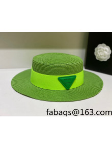 Bottega Veneta Straw Wide Brim Hat Green 2022 031111