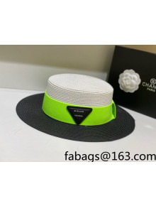 Bottega Veneta Straw Wide Brim Hat White/Black 2022 031113
