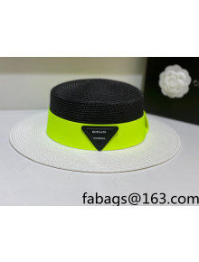 Bottega Veneta Straw Wide Brim Hat White/Black 2022 031114