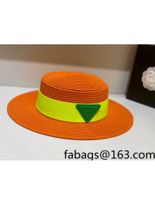 Bottega Veneta Straw Wide Brim Hat Orange 2022 031118