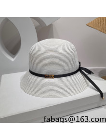 Chanel Straw Bucket Hat White 2022 031127