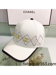 Chanel Canvas Baseball Hat White 2022 0401110