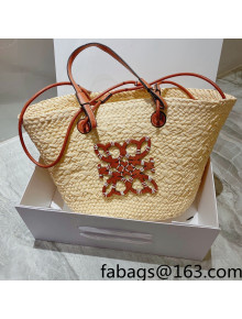 Loewe Raffia and Leather Medium Anagram Basket Bag Natural/Tan Brown 2022