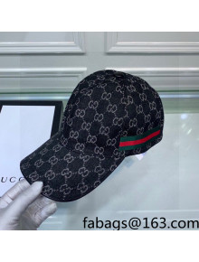 Gucci GG Denim Web Baseball Hat Black 2022 031072
