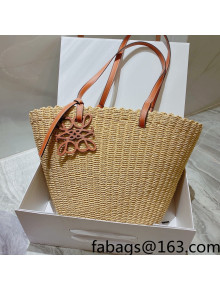 Loewe Straw and Leather Medium Basket Bag Natural/Brown 2022