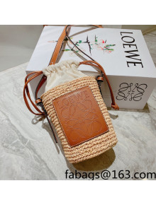 Loewe Raffia and Leather Mini Anagram Basket Bag Natural/Brown 2022