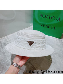 Bottega Veneta Straw Wide Brim Hat White 2022 0310117