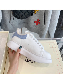 Alexander Mcqueen White Calfskin and Shearling Sneakers Blue 2021 112359