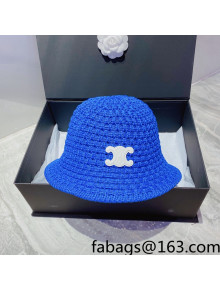 Celine Straw Knit Bucket Hat Blue 2022 040110