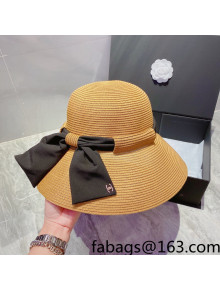 Chanel Straw Wide Brim Hat Khaki 2022 040112