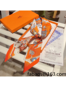 Hermes Silk Bandeau Scarf 8x120cm Orange 2022 040124