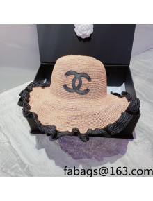 Chanel Straw Wide Brim Hat Khaki 2022 040150