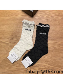 Celine Quilted Socks White/Black 2022 040146