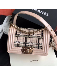 Chanel Woven Small Boy Flap Bag A67085 Pink 2020