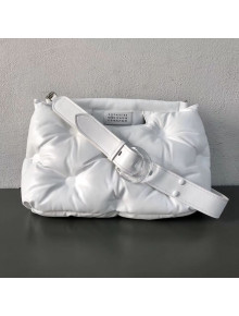 Maison Margiela Large Glam Slam Quilted Puffer Lambskin Clutch Shoulder Bag White 2