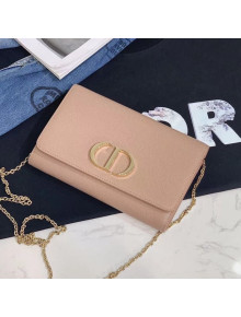 Dior 30 Montaigne CD Grained Calfskin Wallet on Chain WOC Nude 2019
