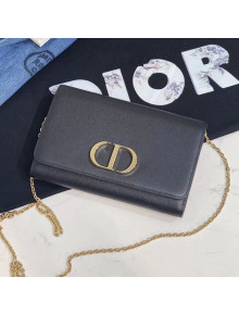 Dior 30 Montaigne CD Grained Calfskin Wallet on Chain WOC Black 2019
