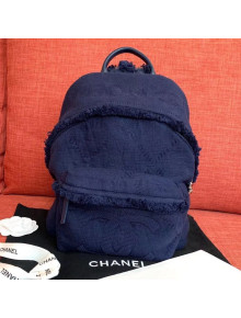 Chanel Fabric Fringe Backpack Navy Blue 2019