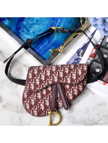 Dior Saddle Oblique Jacquard Canvas Belt Bag Burgundy 2019