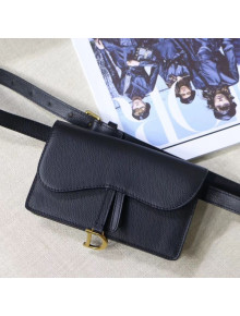 Dior Saddle Grained Leather Belt Bag Black/Gold 2019