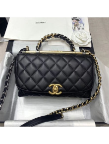 Chanel Quilted Calfskin Small Flap Bag with Top Handle AS1749 Black 2020