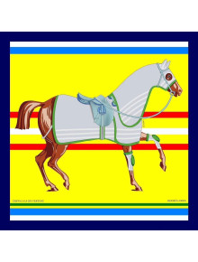 Hermes Silk Twill Horse Square Scarf 90x90 Yellow 2020