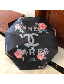 Chanel Rose Bloom Print Umbrella Black 2020