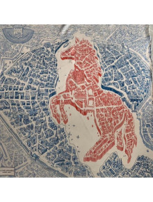 Hermes La Cite Horse Silk Twill Print Square Scarf 90x90 Red/Blue 2020