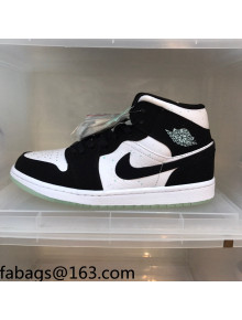 Nike Air Jordan AJ1 Mid-top Reflective Sneakers White/Black 2021 112367